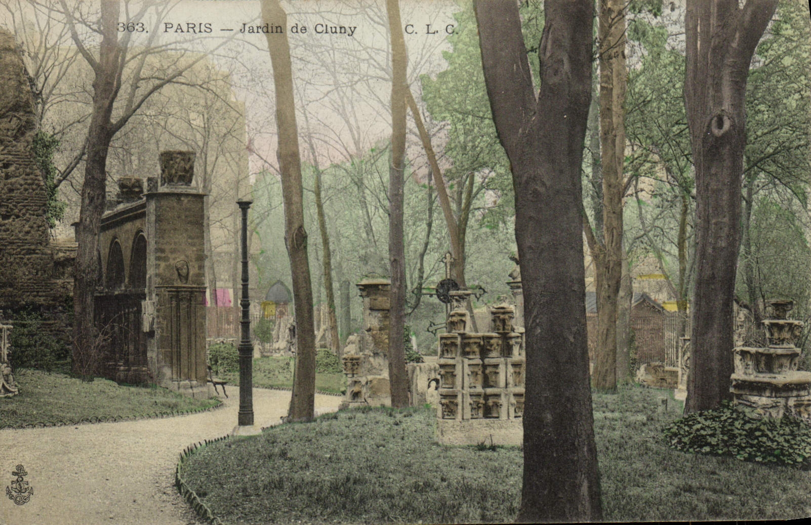 VINTAGE POSTCARD Paris Garden of Cluny