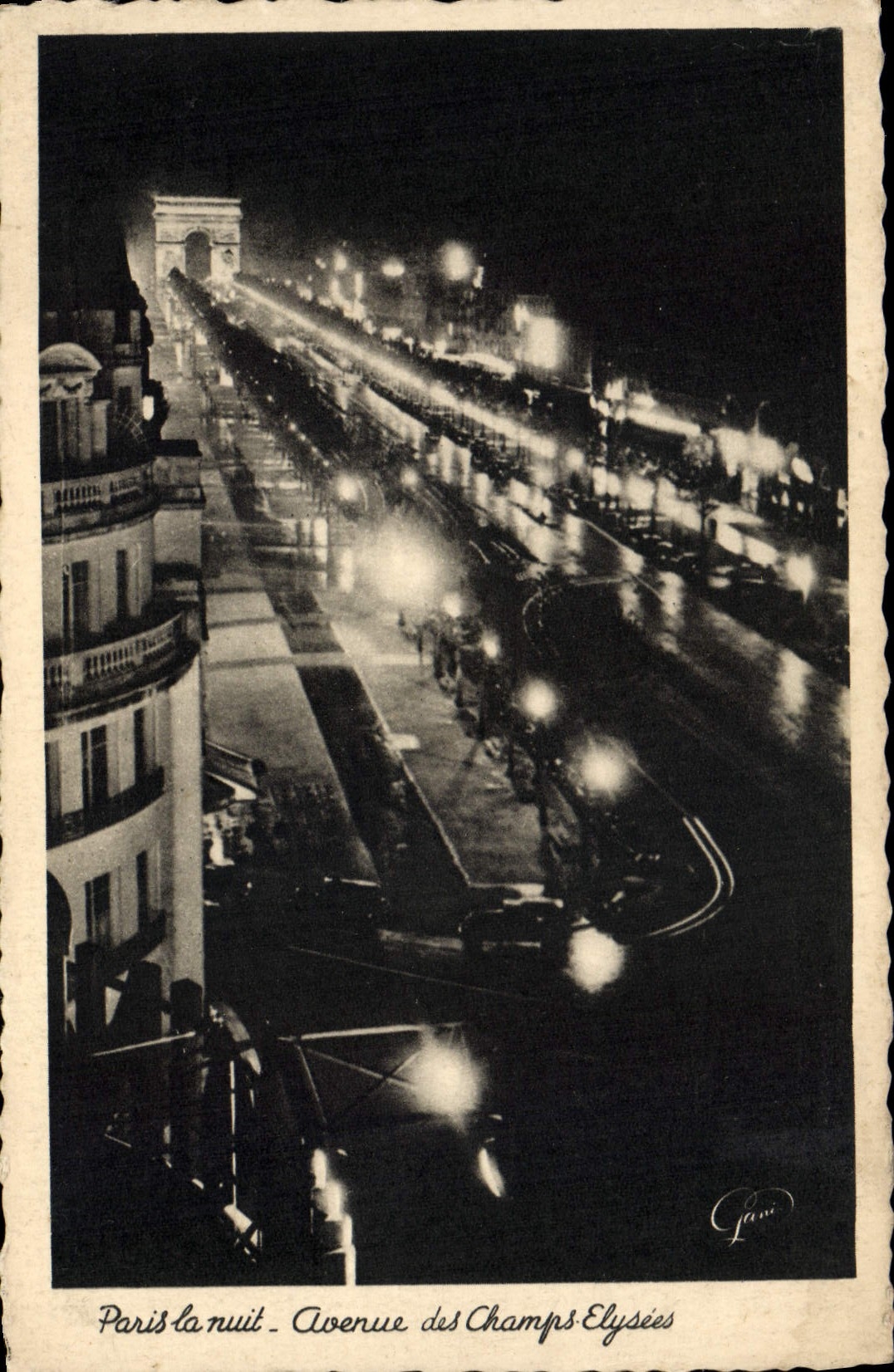 CPA Paris La Nuit Avenue Des Champs Elysees