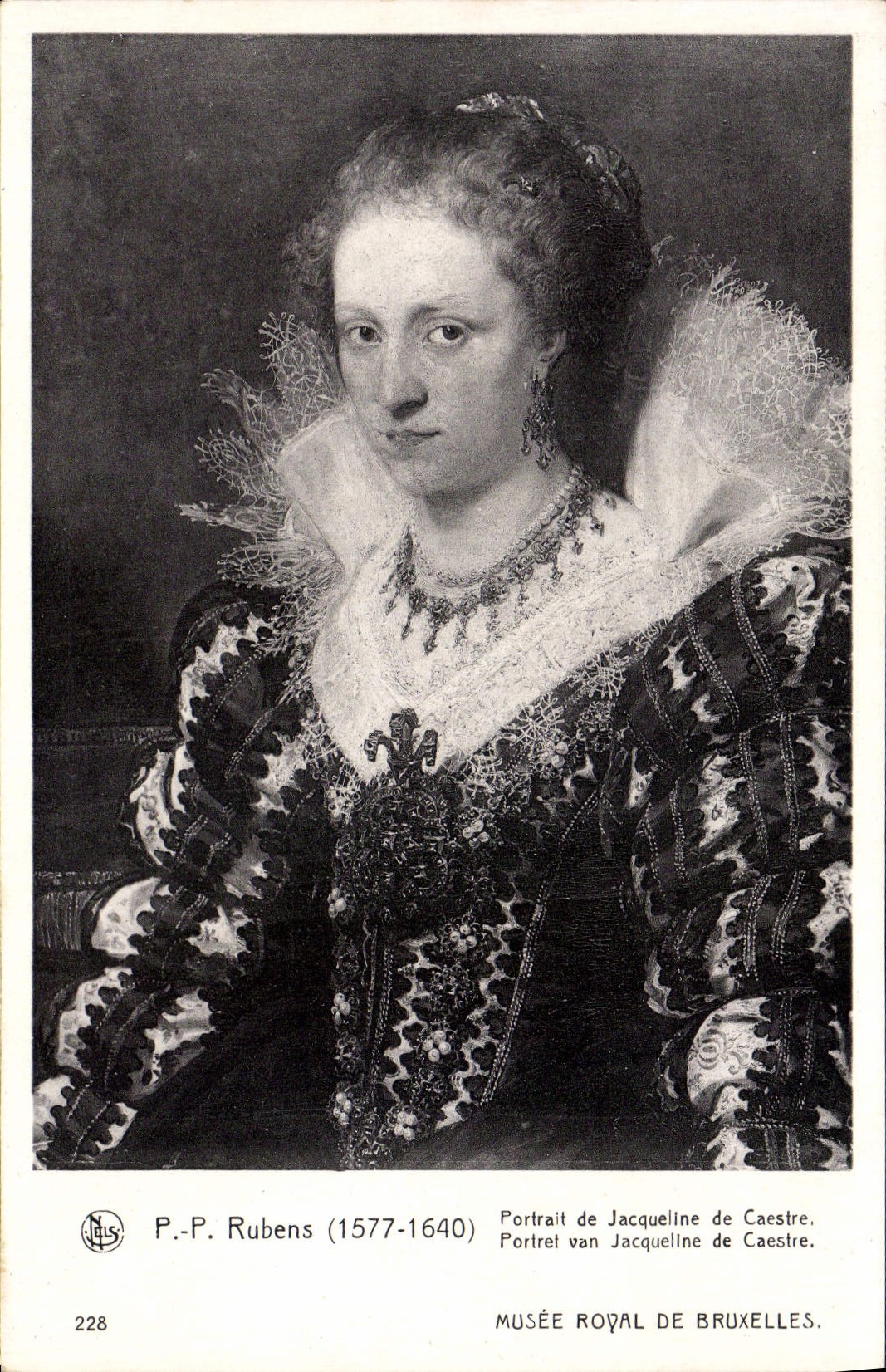 VINTAGE POSTCARD Royal Museum Of Brussels Rubens Portrait of Jacqueline de Caestre