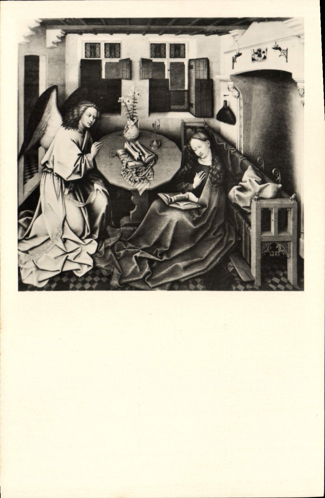 VINTAGE POSTCARD the Master De Flemalle the Annunciation royal Museums of Beautiful arts of Belgium
