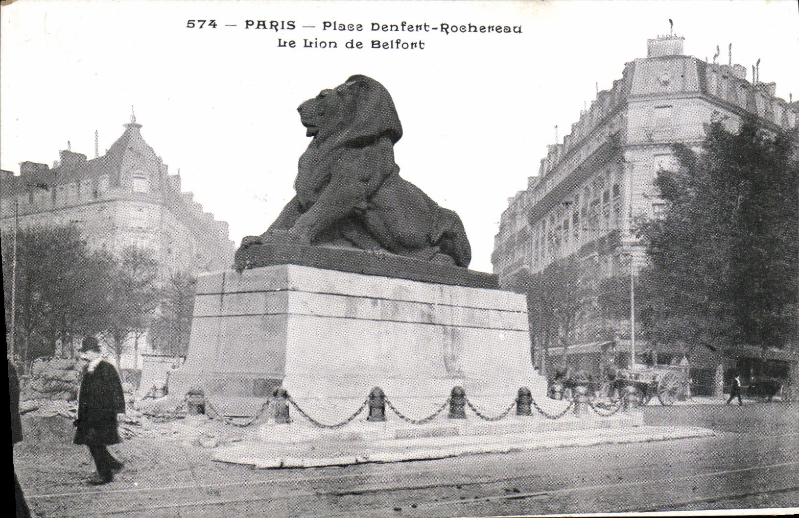 VINTAGE POSTCARD Paris Places Denfert Rochereau the Lion Of Belfort