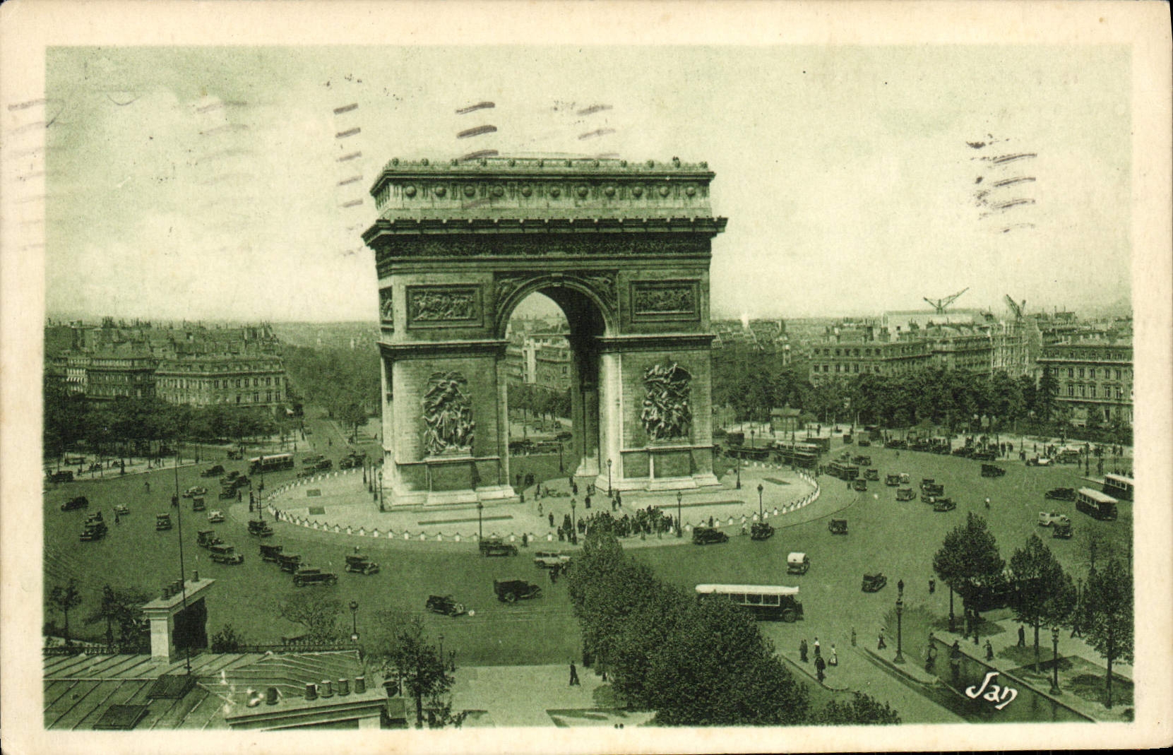POSTAL París Arc de Triomphe De I' Etolle de la VENDIMIA
