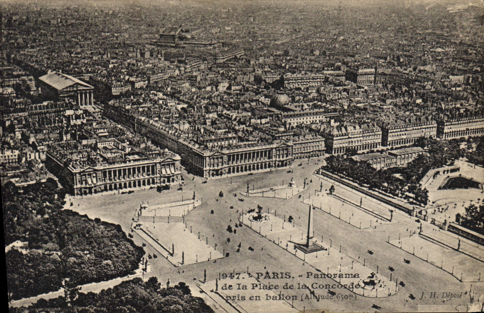 VINTAGE POSTCARD Paris Panorama Of the Place Of the Harmony Taken In Balloon