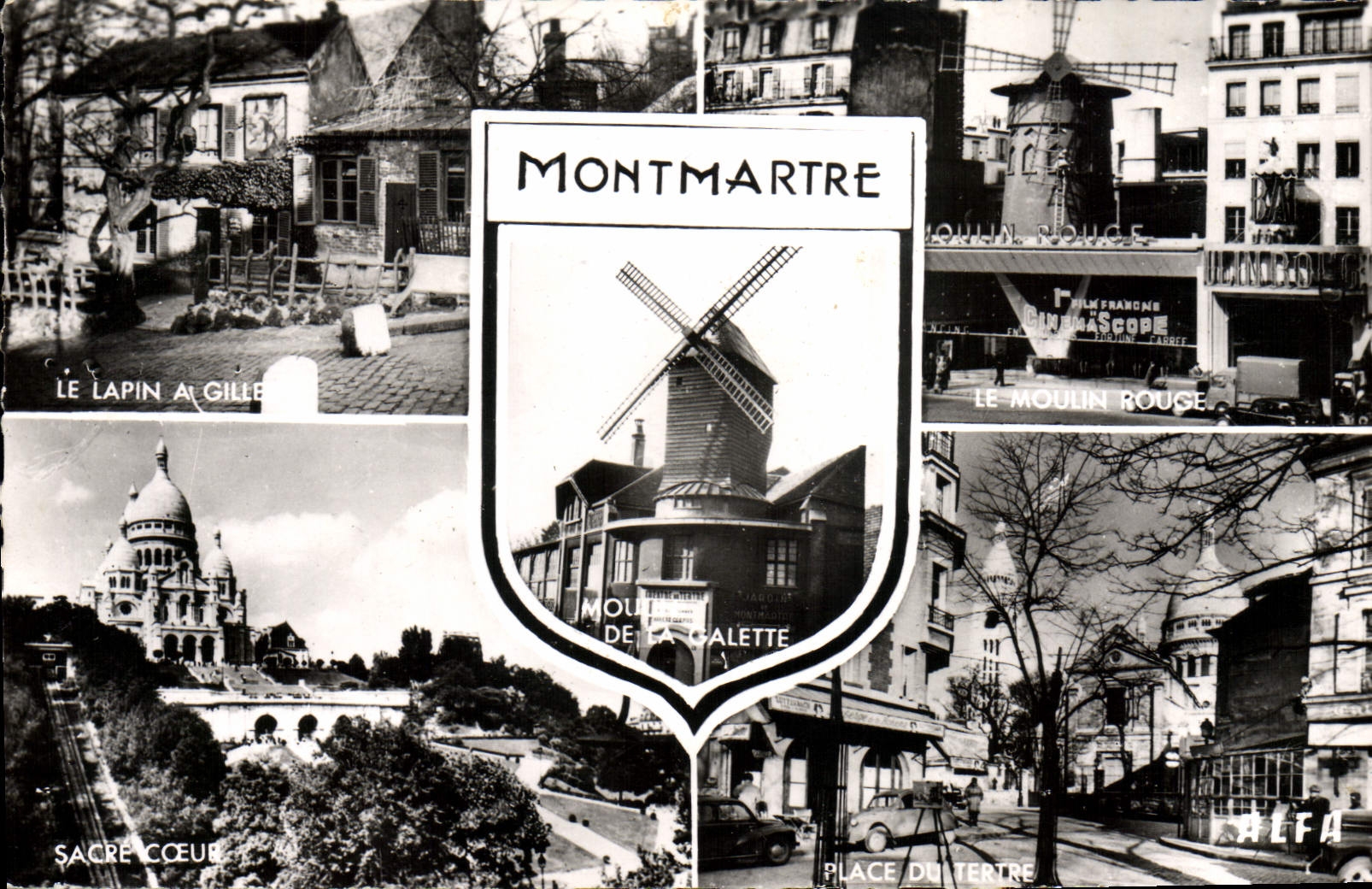 CPM Paris Montmartre Le Lapin Agile Moulin Rouge Sacre Coeur Place du Tertre