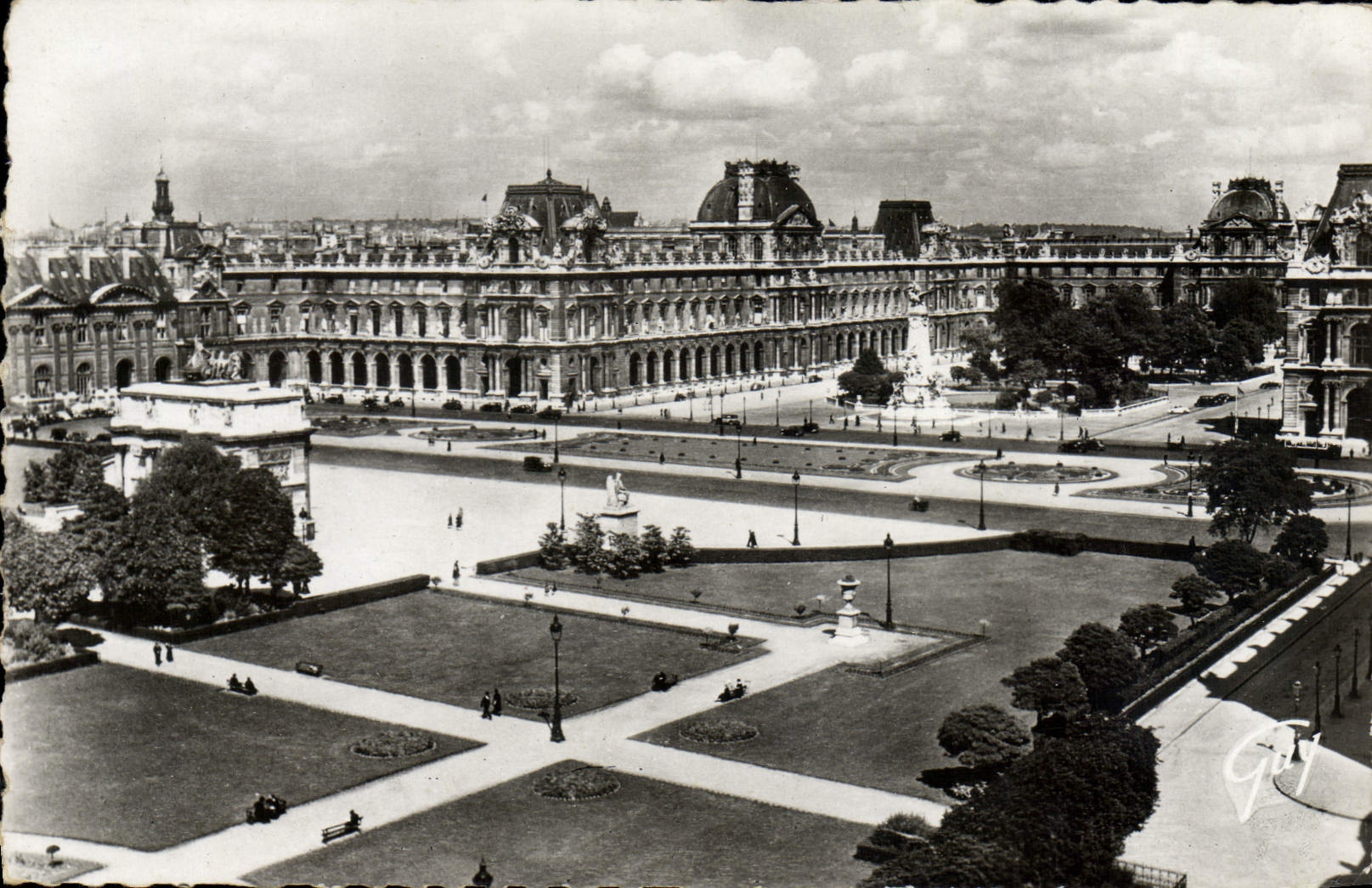 POSTAL MODERNA París y su opinión de las maravillas sobre la opinión de la lumbrera del lugar sobre el lugar del carrusel y el paladar de Louvr