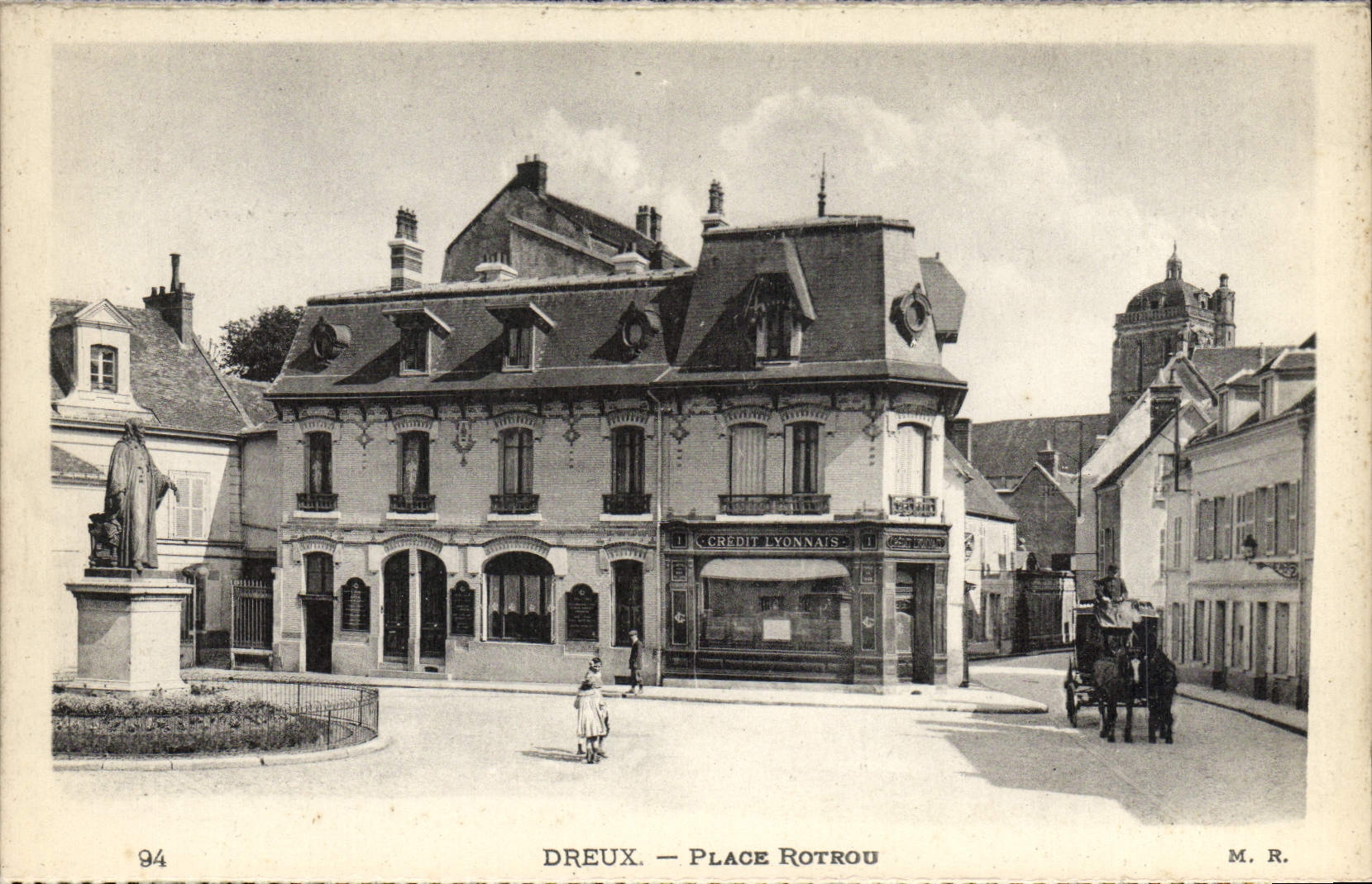 La POSTAL Dreux de la VENDIMIA coloca el caballo del birlocho de Rotrou Crédit Lyonnais