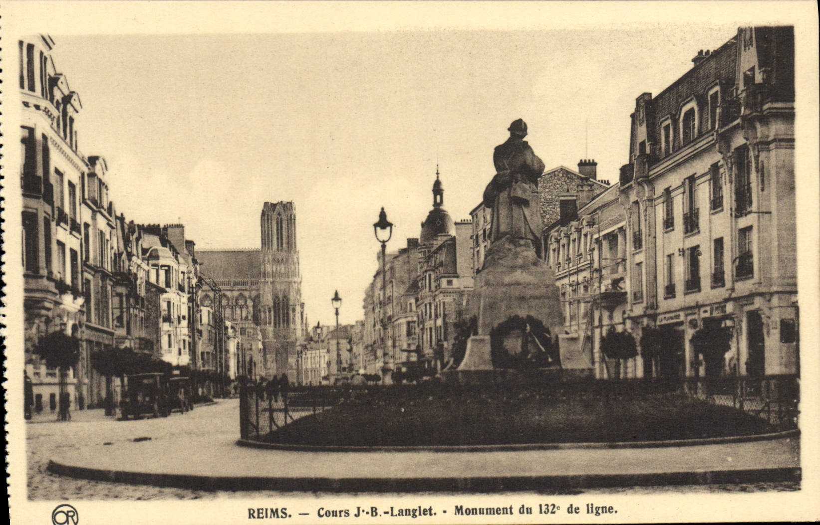 VINTAGE POSTCARD Rheims Course JB Langlet Monument of the 132eme of line