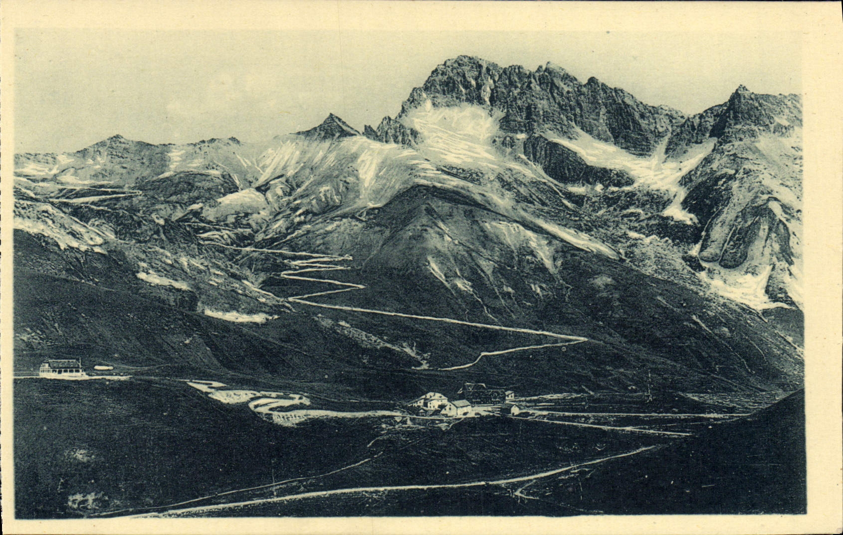VINTAGE POSTCARD Dauphine Lautaret Laces Of Galibier and the rock of Large Galibier