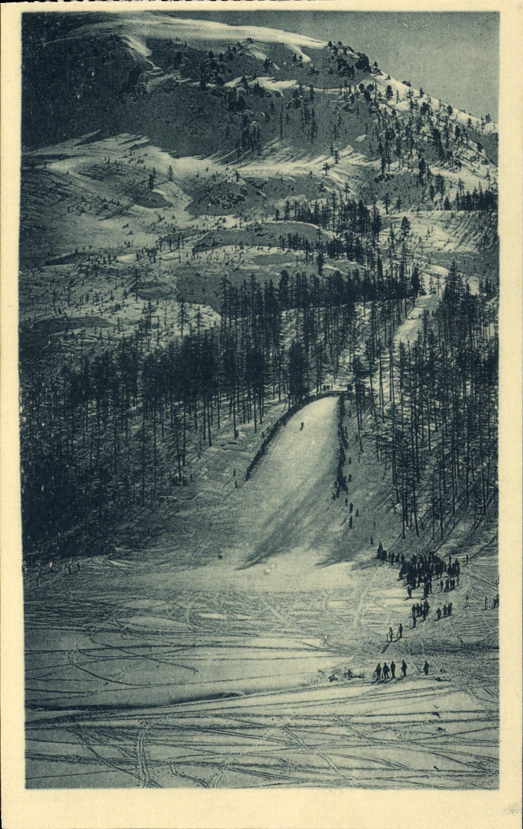 VINTAGE POSTCARD Dauphine Lautaret Its Surroundings Collar of the Genevre Mount large the templin of jump Ski