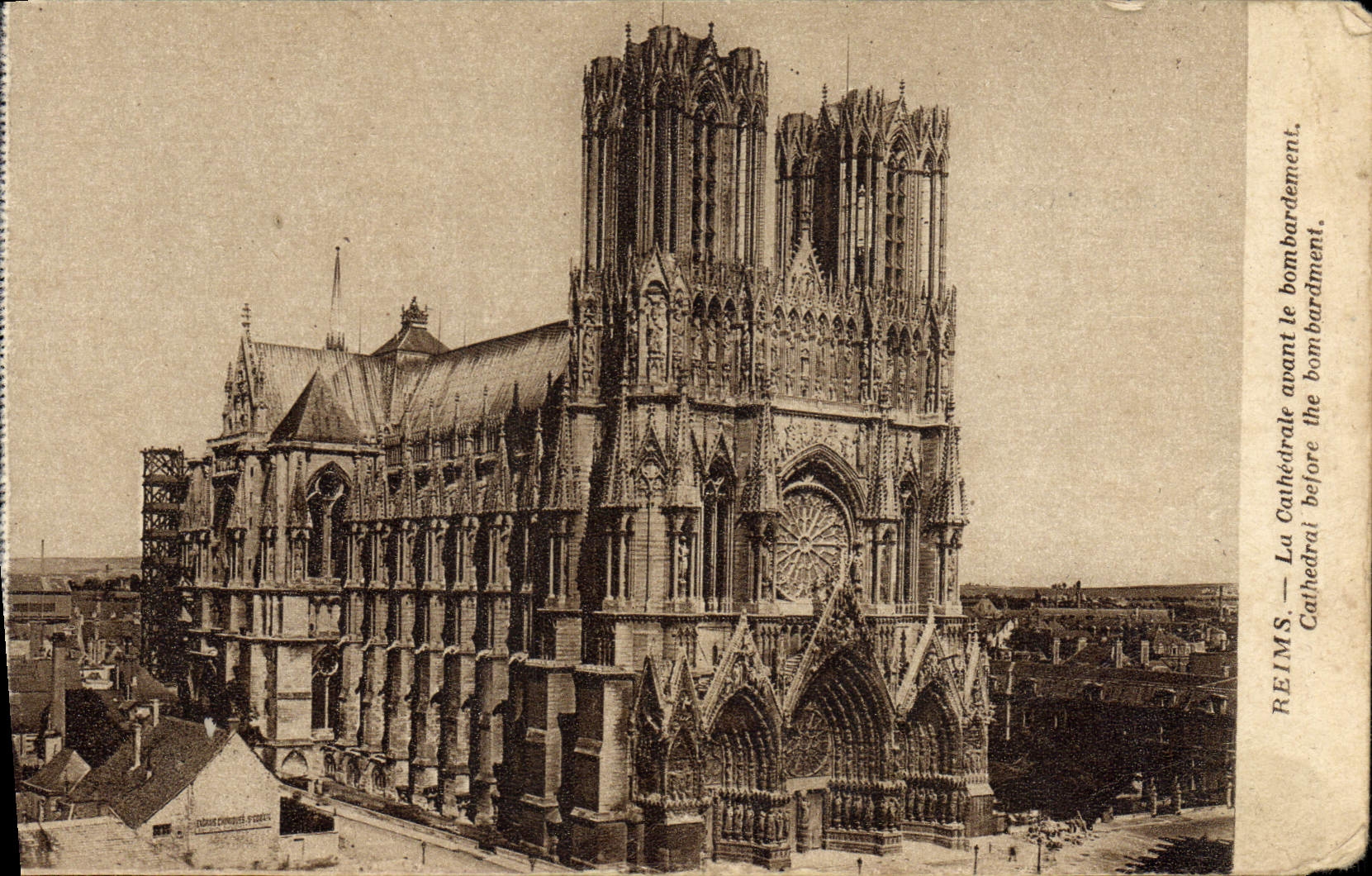 VINTAGE POSTCARD Rheims the Cathedral Before the Bombardment