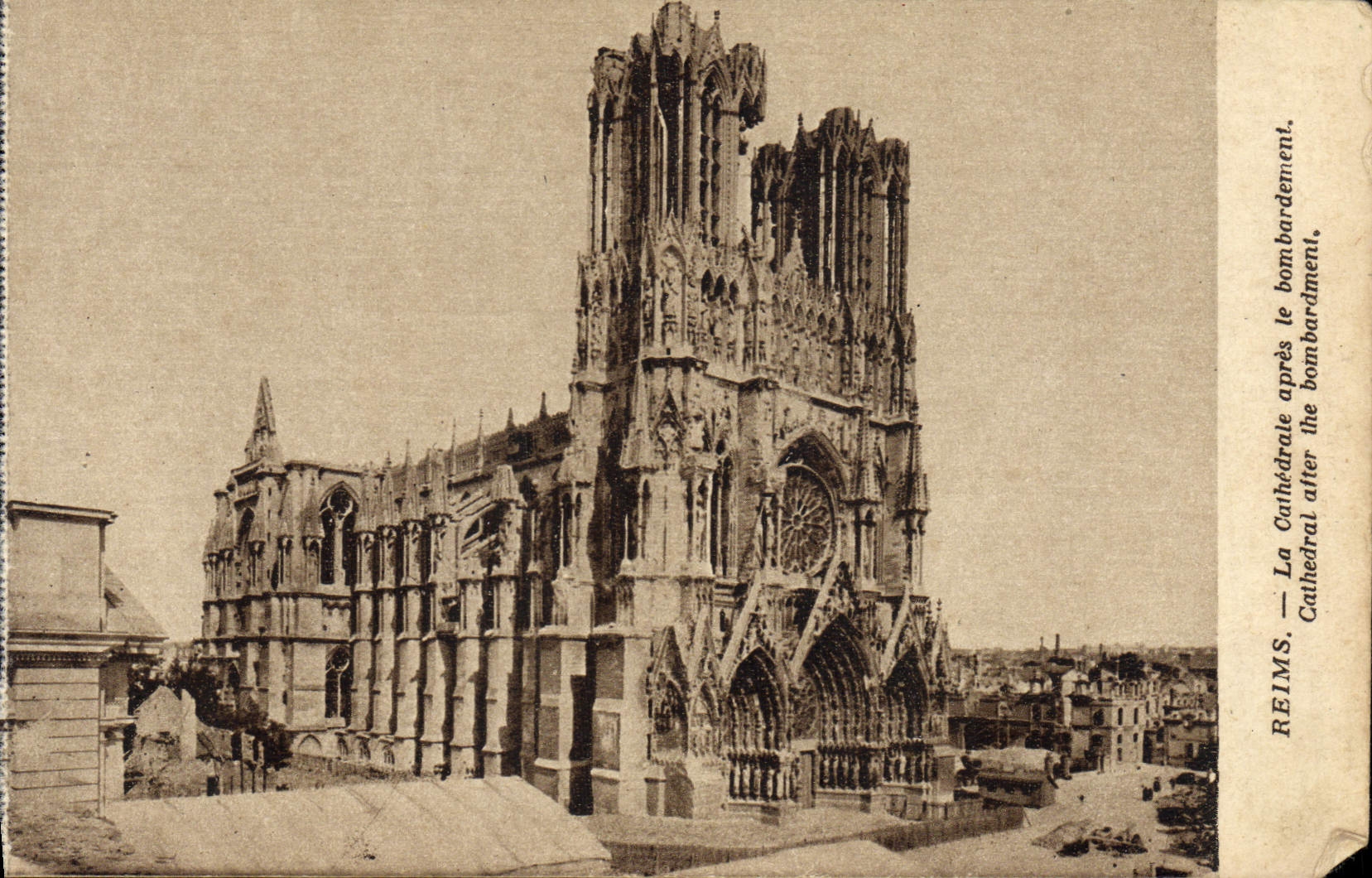VINTAGE POSTCARD Rheims the Cathedral After the Bombardment