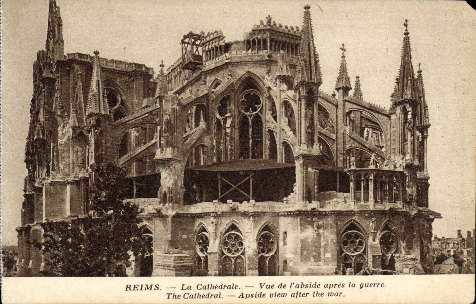 VINTAGE POSTCARD Rheims the Cathedral Seen De I' Abside After the War