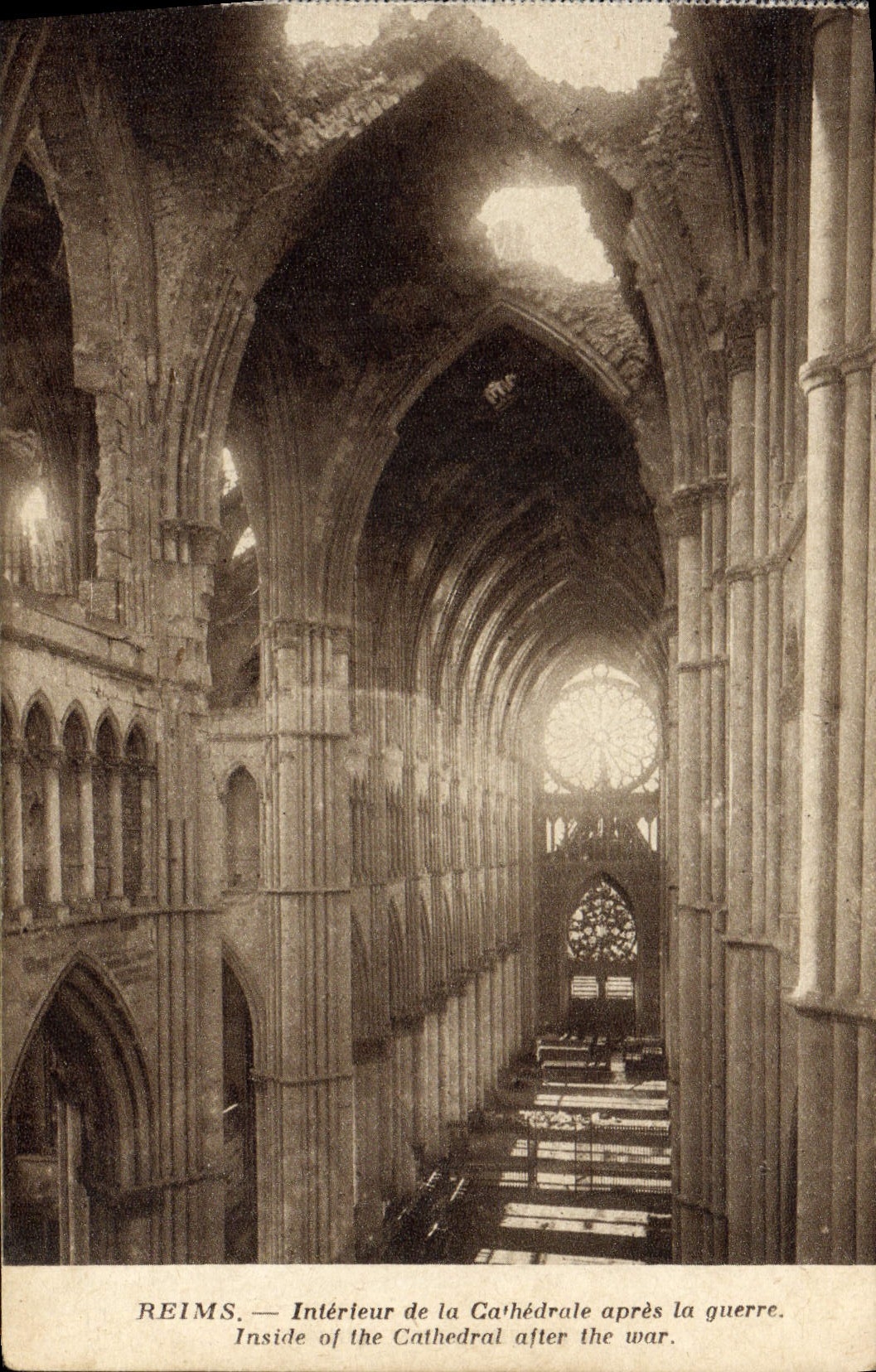 VINTAGE POSTCARD Interior Rheims Of the Cathedral After the War
