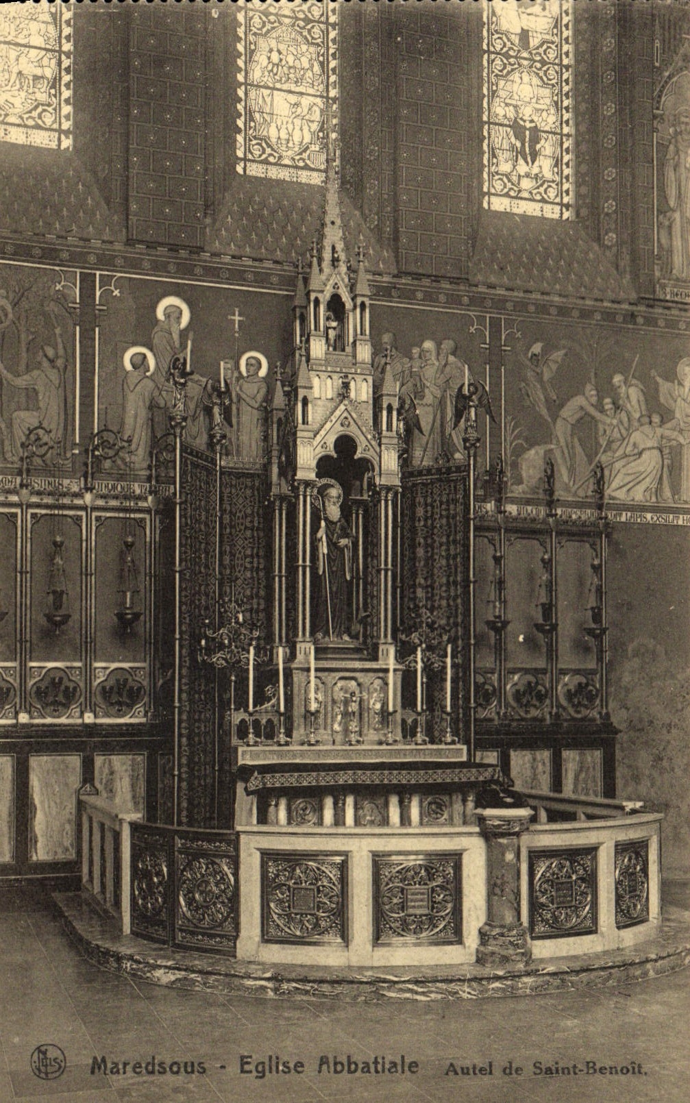 VINTAGE POSTCARD Maredsous Abbey church Furnace bridge of Saint Benoit