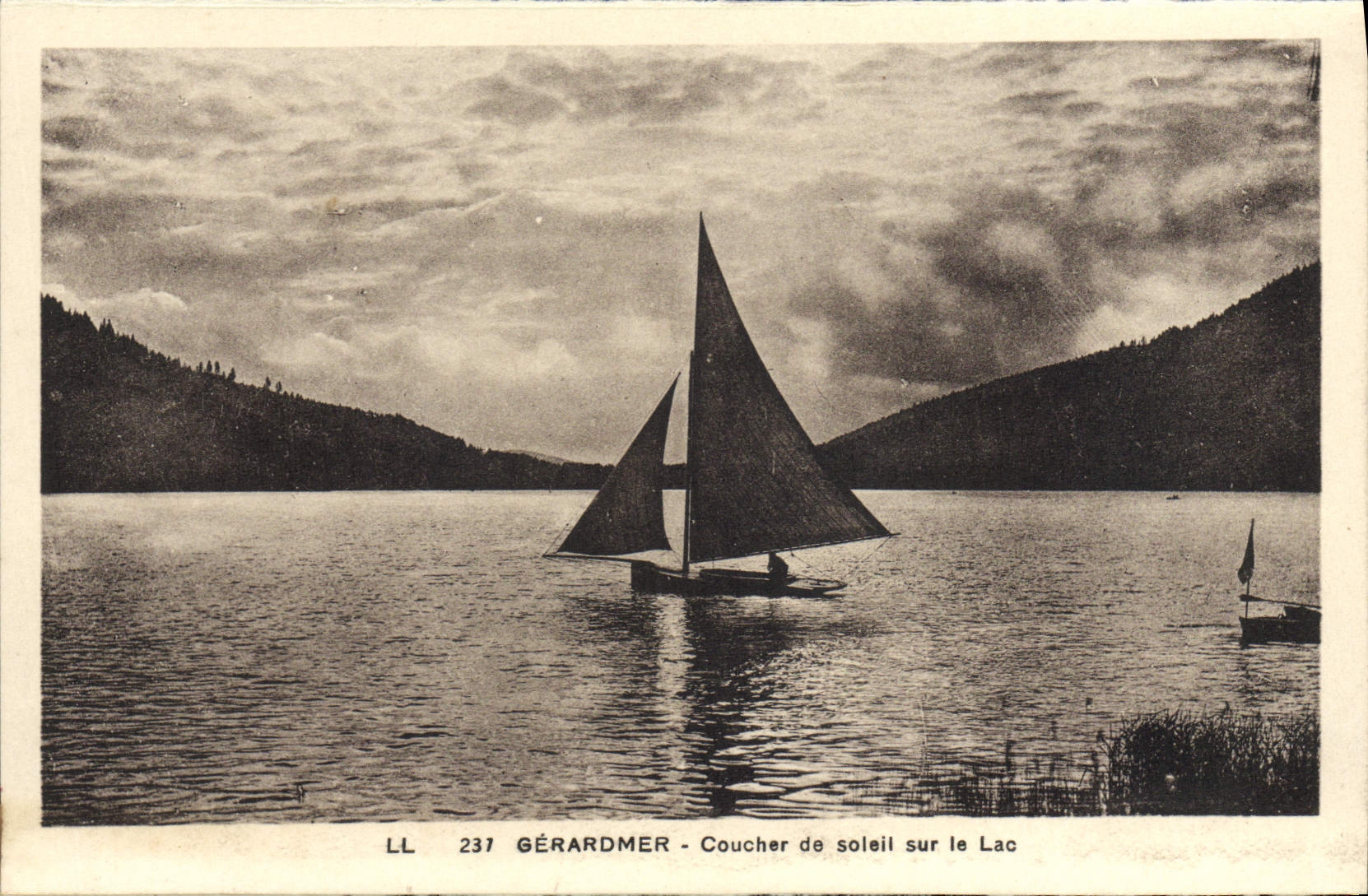 VINTAGE POSTCARD Gerardmer Sunset on the Lake Boat