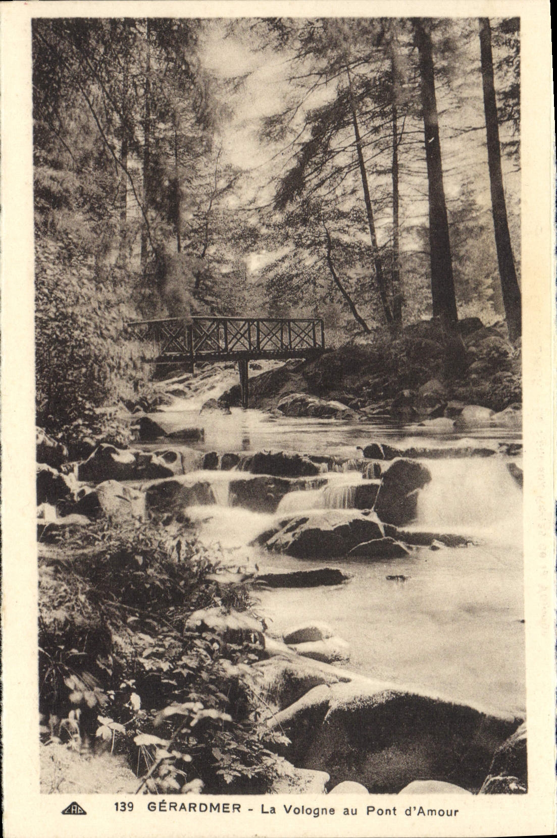 VINTAGE POSTCARD Gerardmer Vologne with the Bridge Of Love