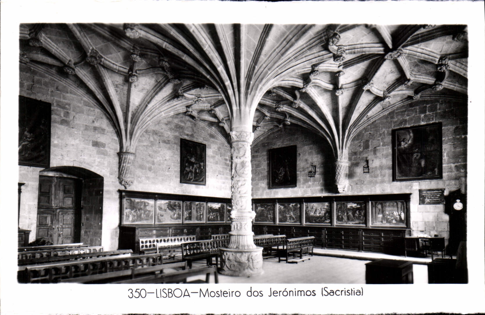 VINTAGE POSTCARD Lisboa Masteiro back Jeronimos Sacristia