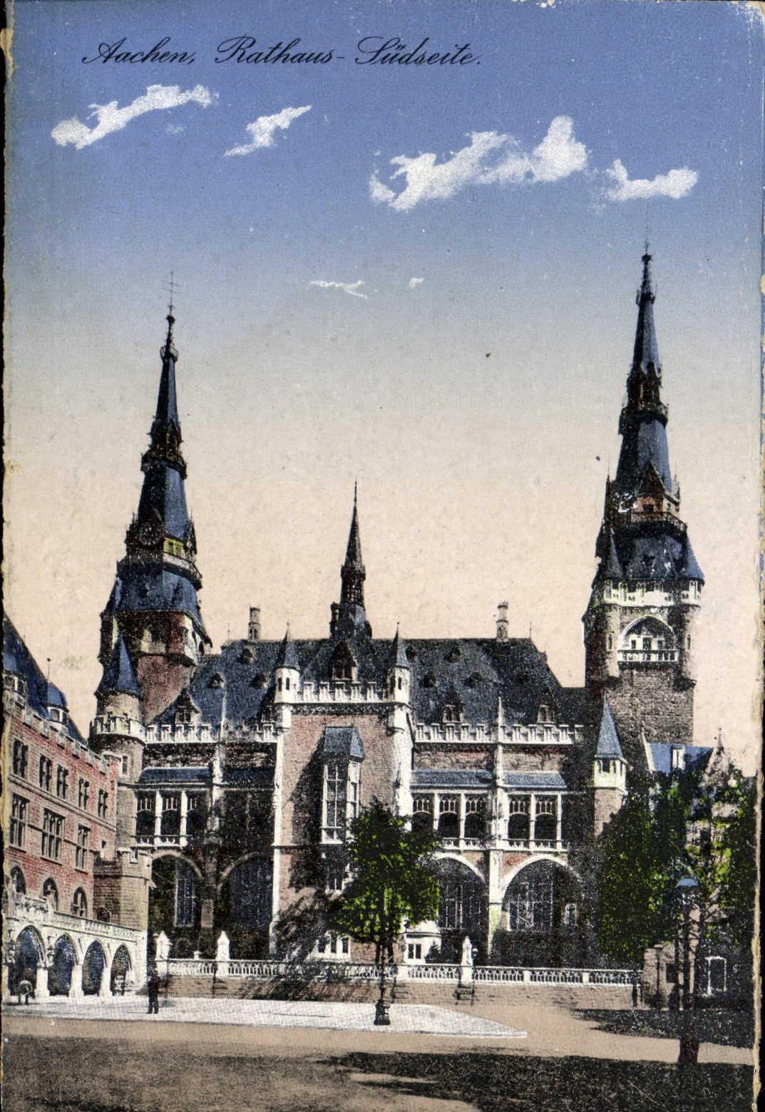 VINTAGE POSTCARD Aachen Rathaus Sudseite