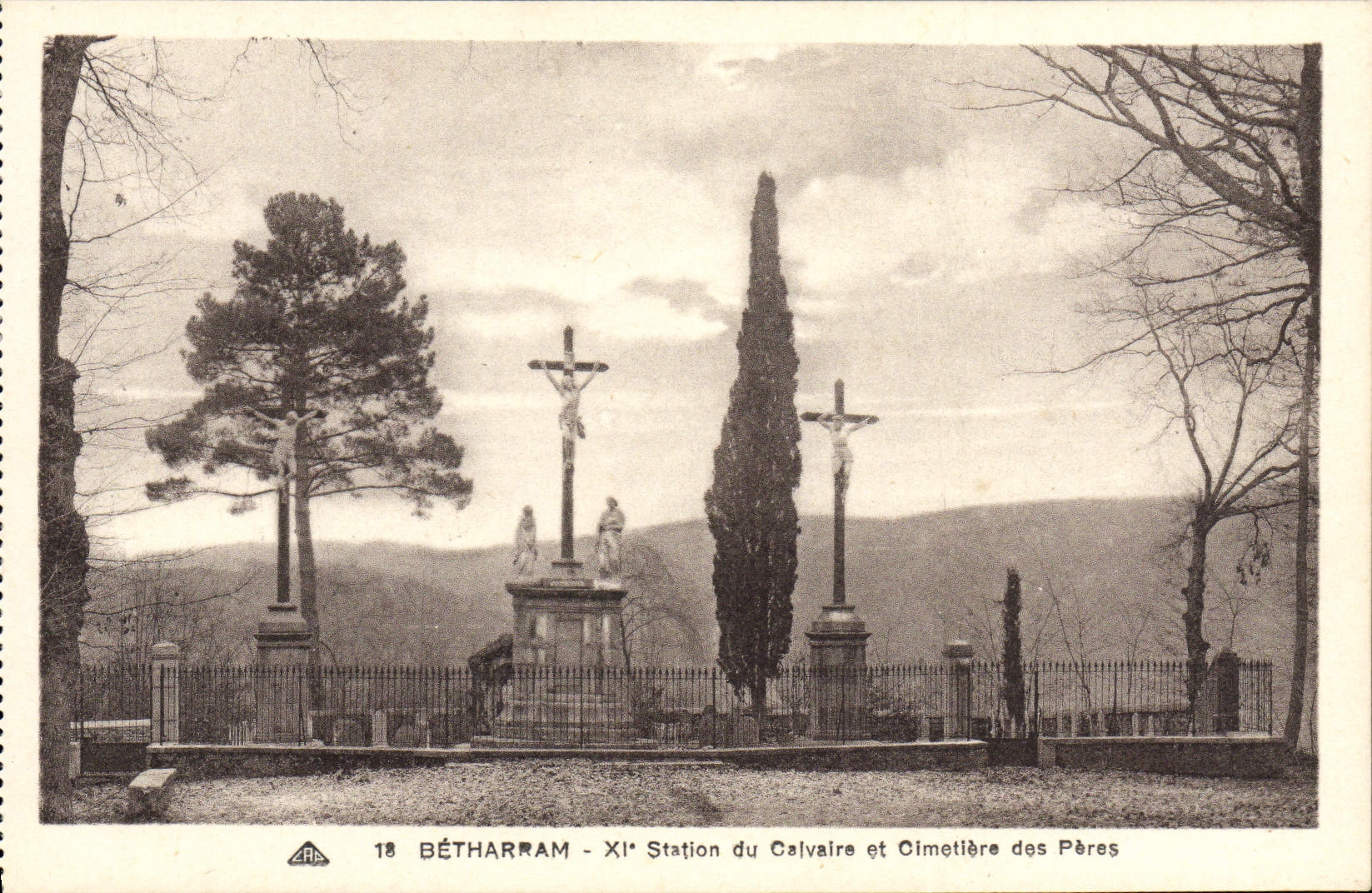 VINTAGE POSTCARD Betharram 11th station of the martyrdom and cemetery of the fathers
