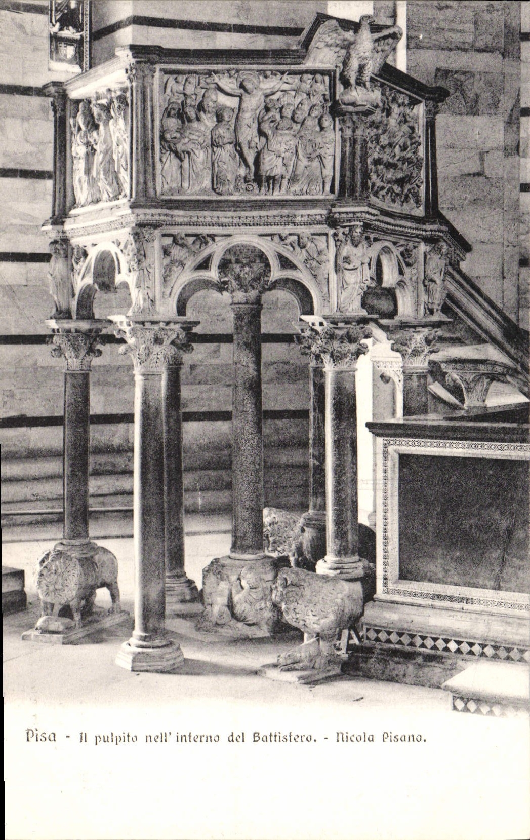 CPA Pisa Il Pulpito nell interno del Battistero Nicola Pisano