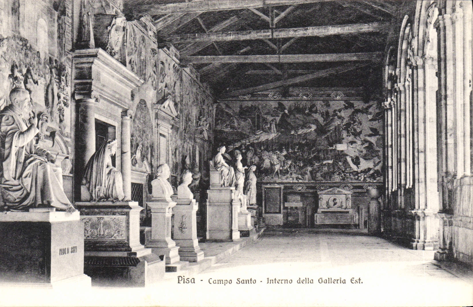 VINTAGE POSTCARD Pisa Camped Santo Interno della Galleria Is