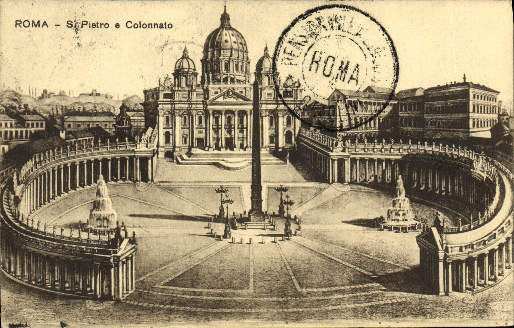 St Pedro E Colonnato de Roma de la POSTAL de la VENDIMIA