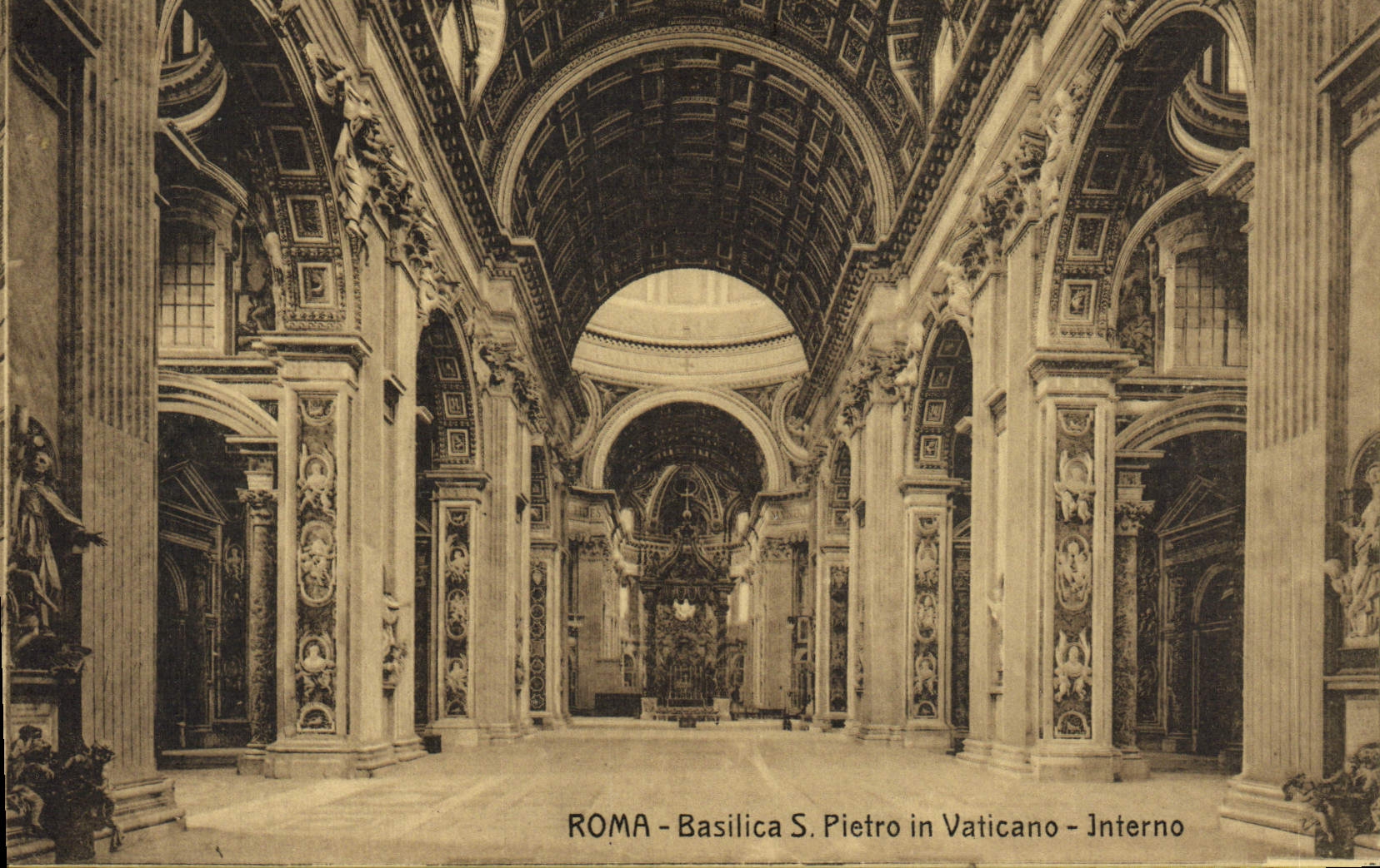 Basílica S Pedro de Roma de la POSTAL de la VENDIMIA en Vaticano Interno
