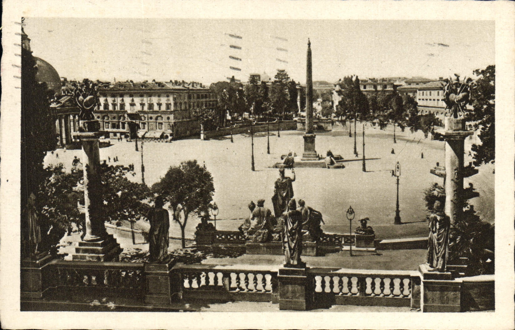 POSTAL Roma Piazza del Popolo Vista dal Pincio de la VENDIMIA