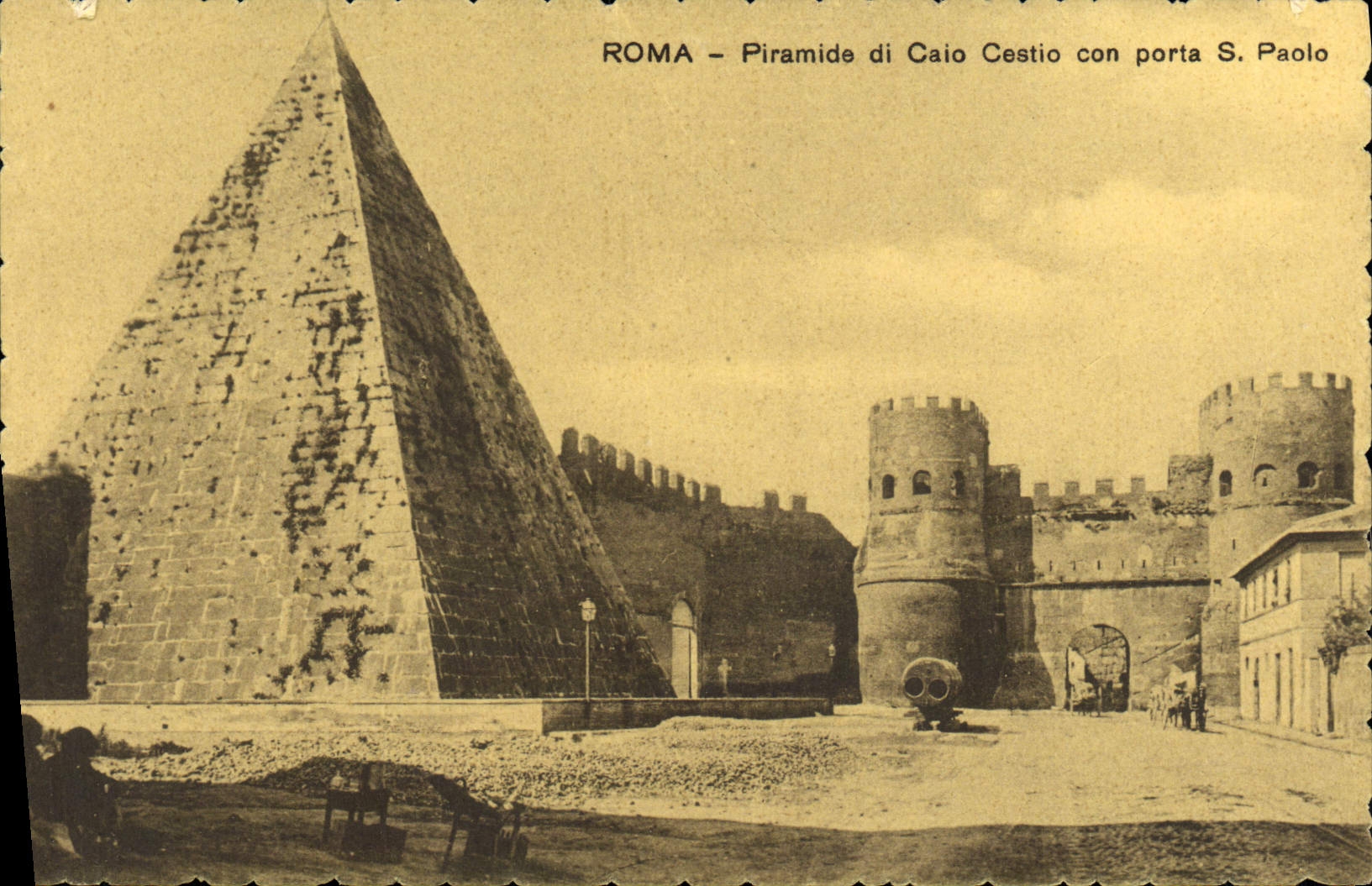 El idiota de Roma Piramide di Caio Cestio de la POSTAL de la VENDIMIA llevó S Pablo