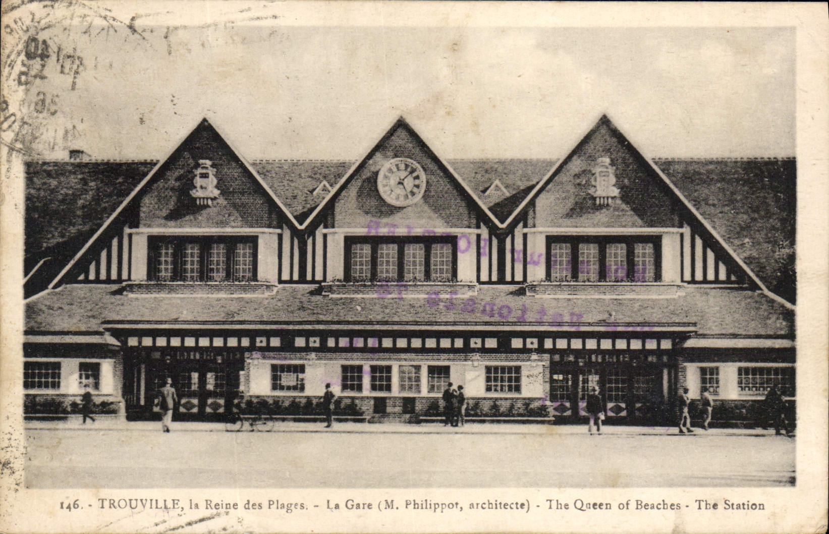 POSTAL Trouville de la VENDIMIA la reina de la estación de tren de la playa