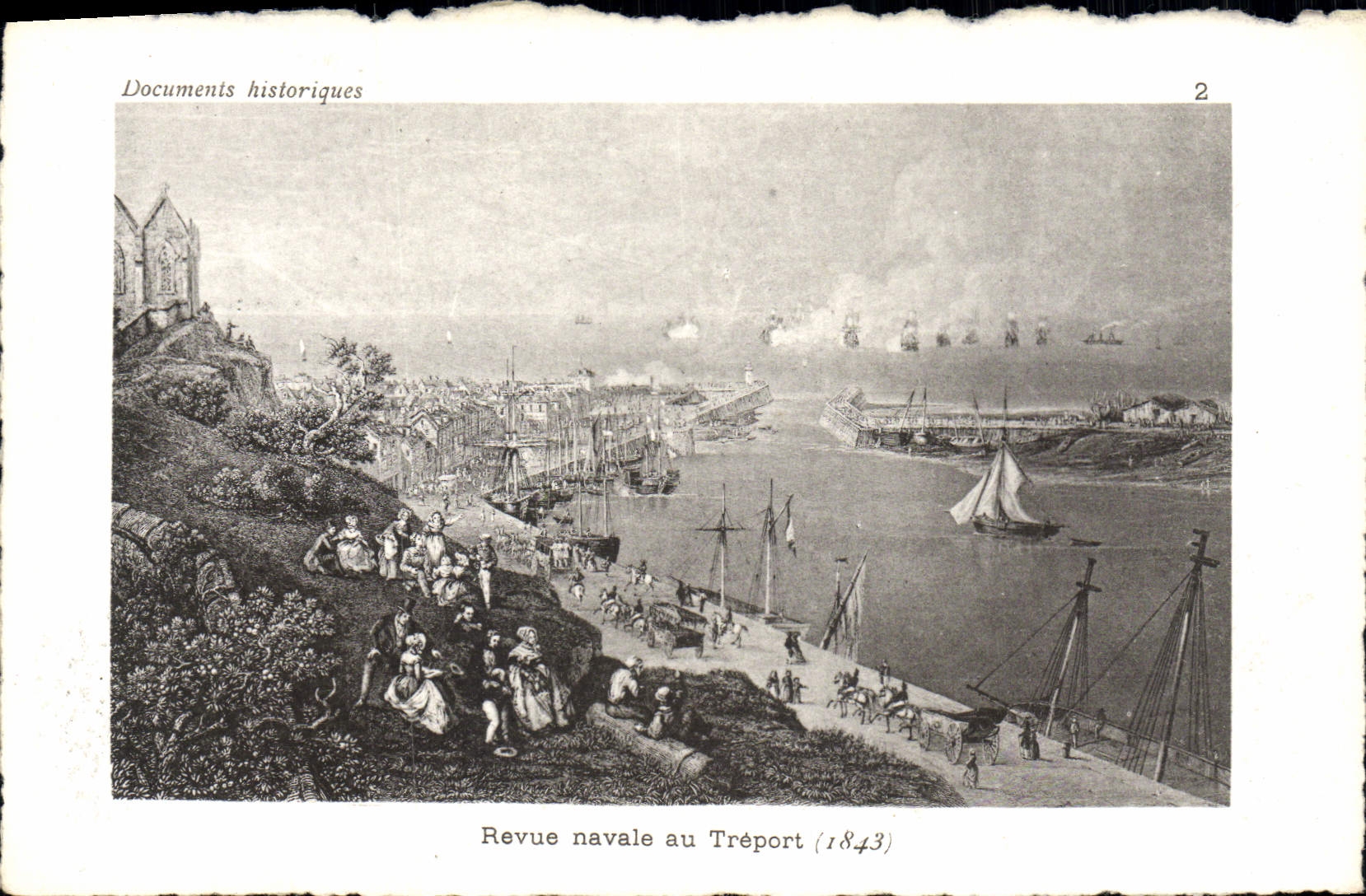 La POSTAL de la VENDIMIA reexaminó naval en el barco 1843 de Treport