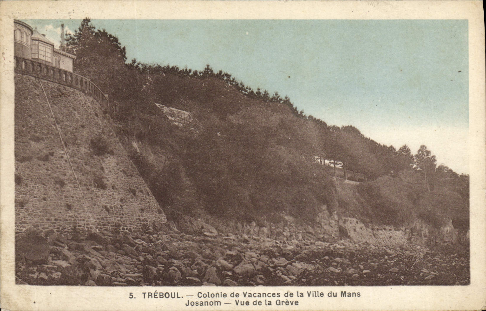VINTAGE POSTCARD Treboul Summer camp of the City of Mans Josanom Seen of the Strike