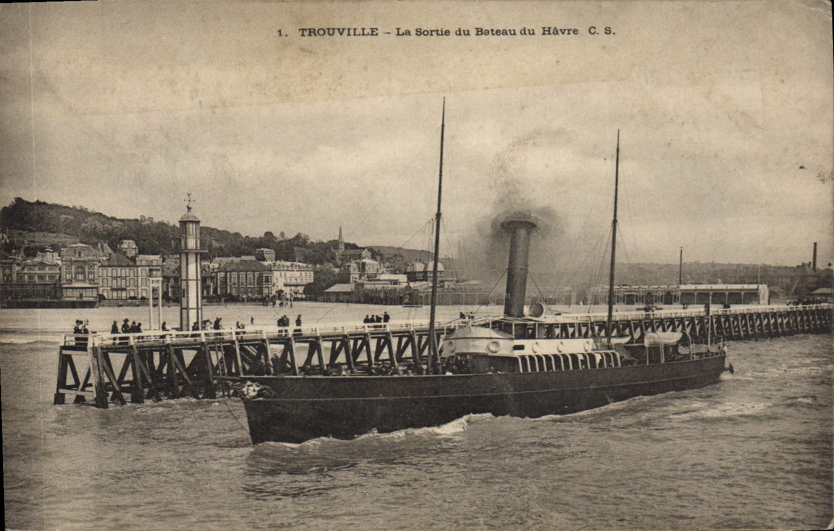 POSTAL Trouville de la VENDIMIA la salida de Beteau de Le Havre