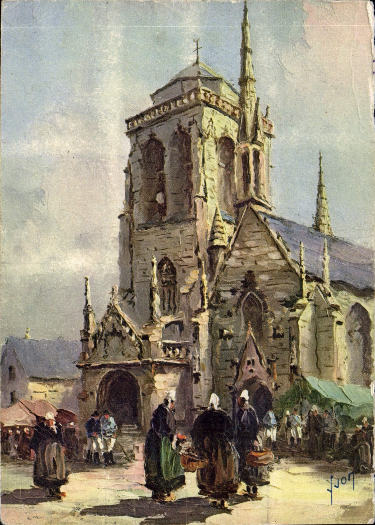 CPM Locronan L'Eglise Femmes Folklore