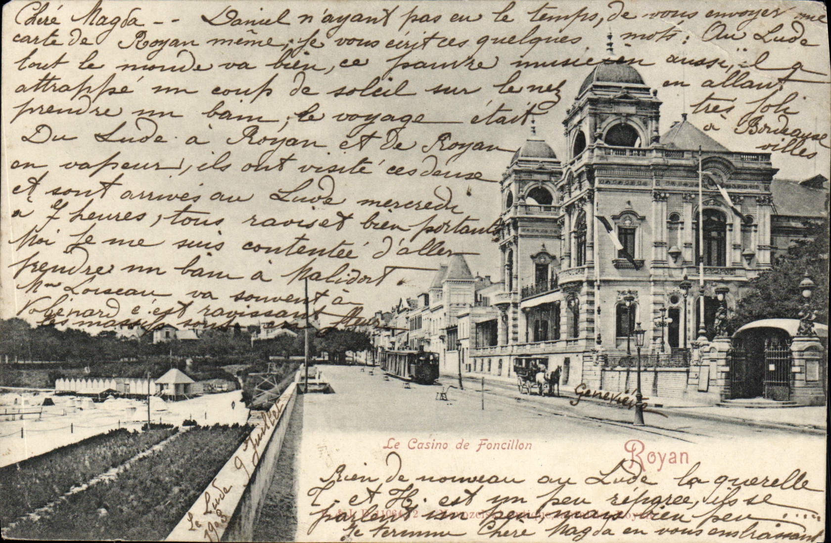 POSTAL de la VENDIMIA el casino del tren de Foncillon Royan