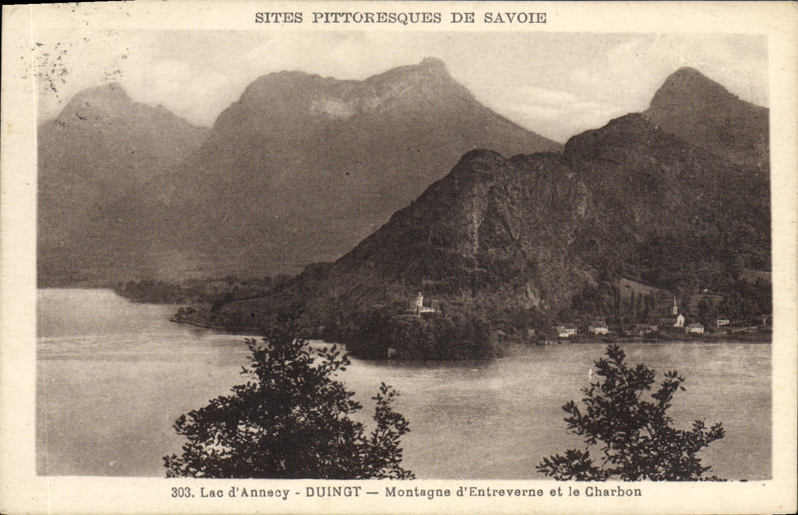 VINTAGE POSTCARD Annecy Lake Duingt Mountain of Entreverne and Coal