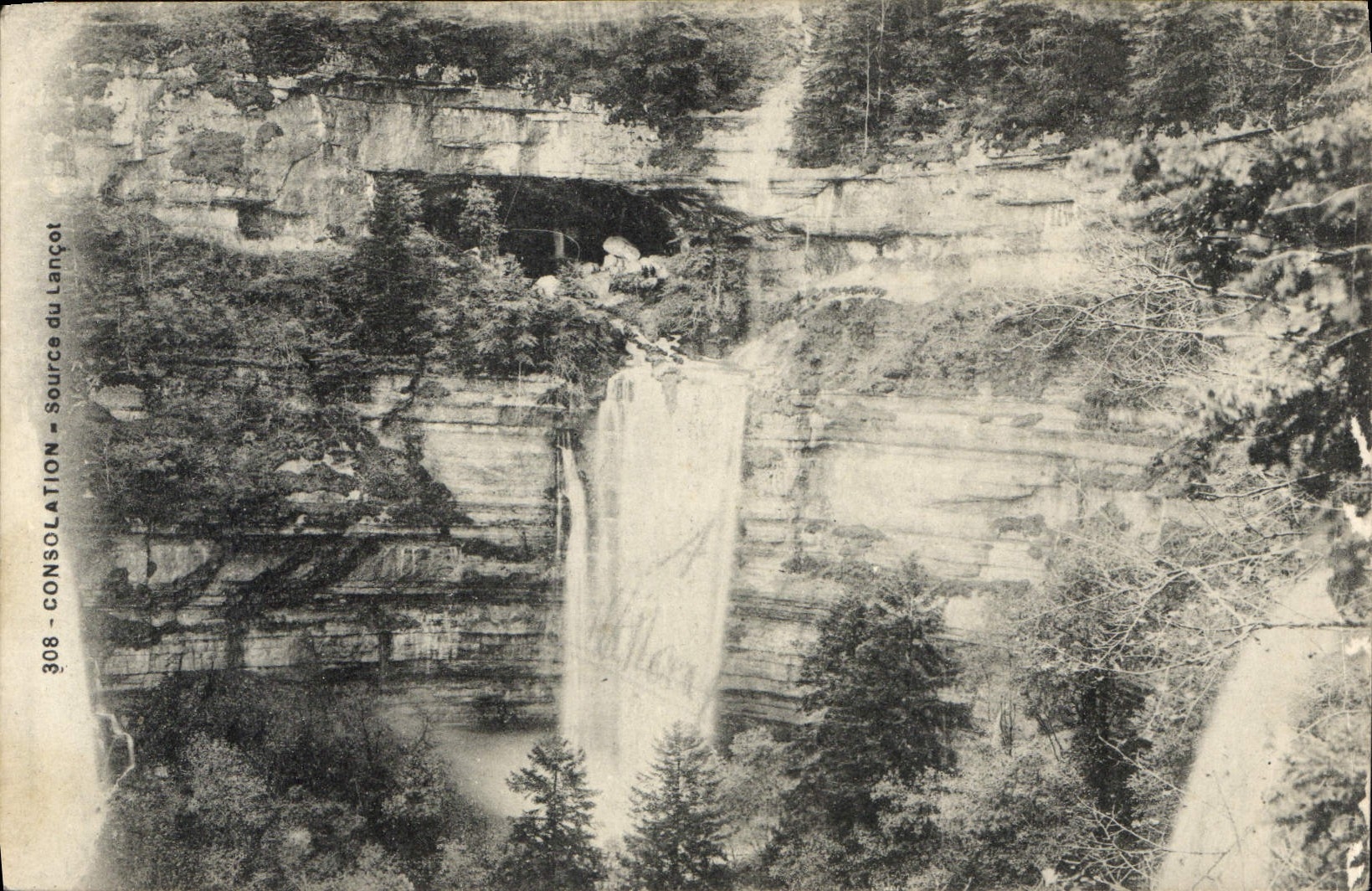 VINTAGE POSTCARD Consolation Source of Lancot Publicite Crochard Chaussures Places Old Hospital Mans