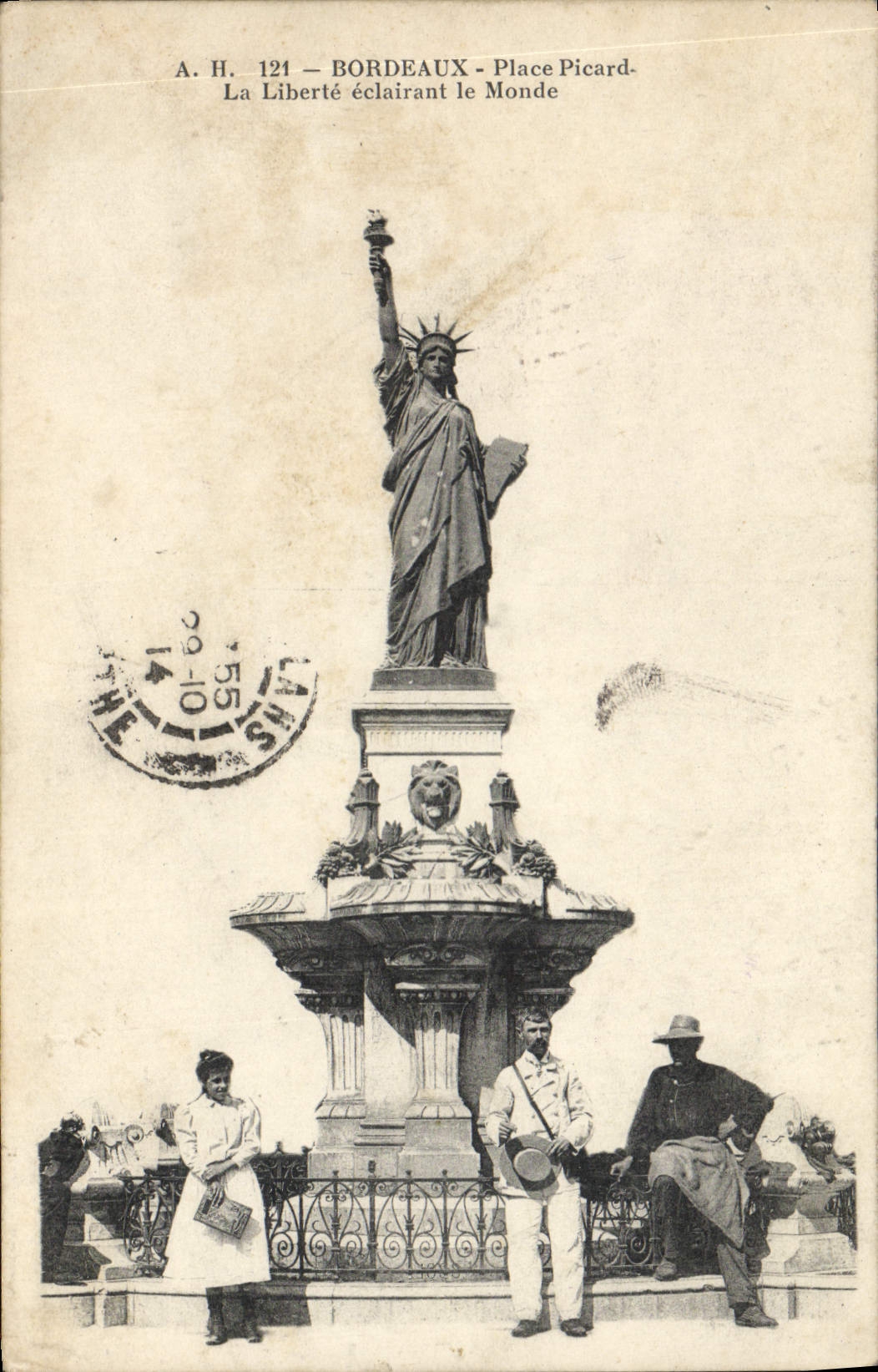 Burdeos de la POSTAL de la VENDIMIA coloca el iluminador de la libertad de Picardía el mundo