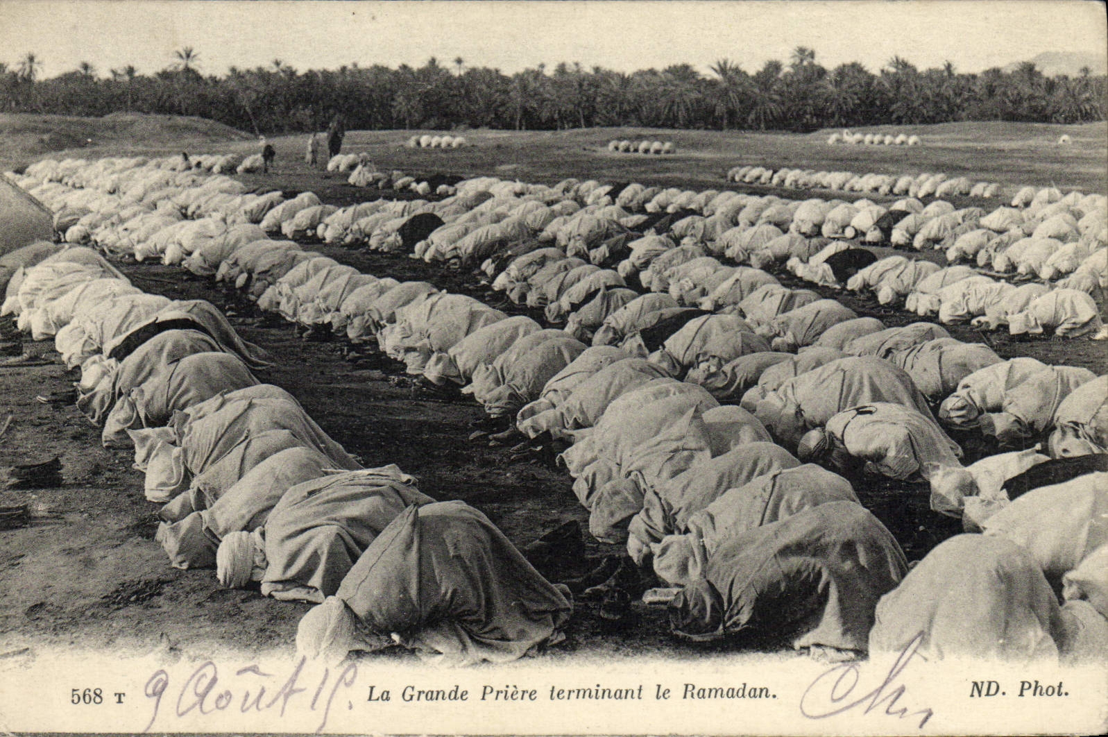 VINTAGE POSTCARD the Great Prayer terminal the Ramadan seal 4th Kairouan zouave