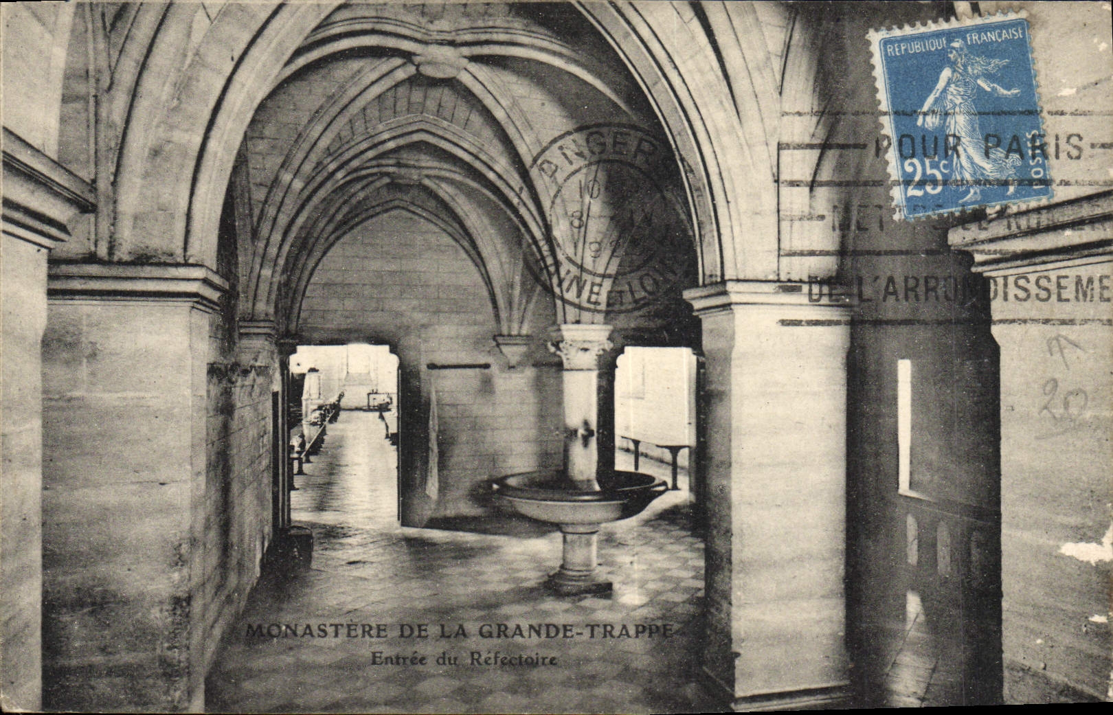 Monasterio de la POSTAL de la VENDIMIA de la puerta de trampa entrada grande del refectorio