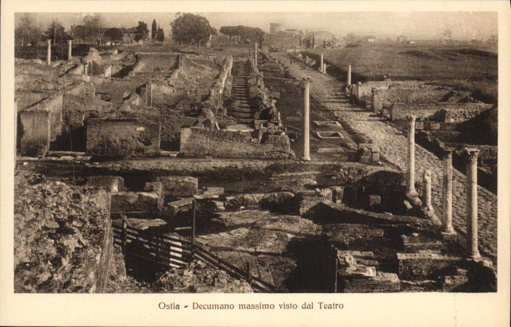 VINTAGE POSTCARD Ostia Decumano Massimo Visto Dal Teatro