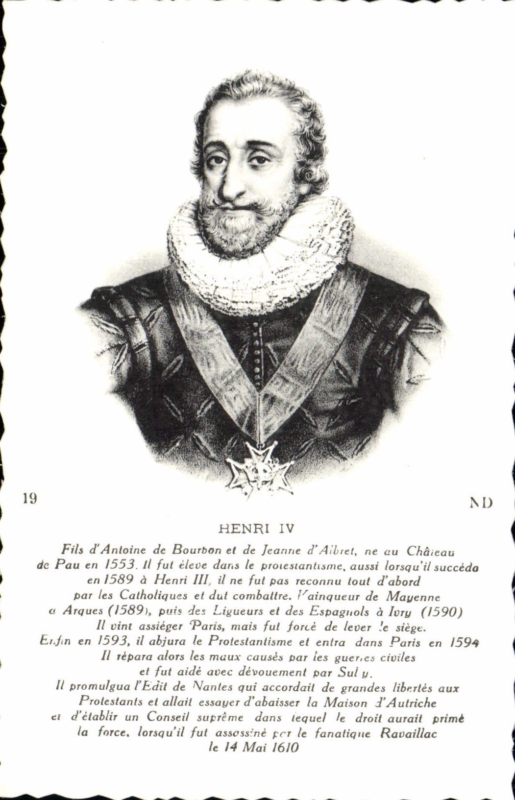 VINTAGE POSTCARD Henri IV Wire Of Antoine Of Bourbon and Jeanne d' Ailvret