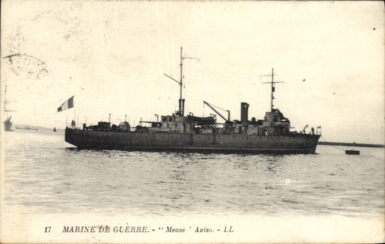VINTAGE POSTCARD Navy Meuse Sloop Boat