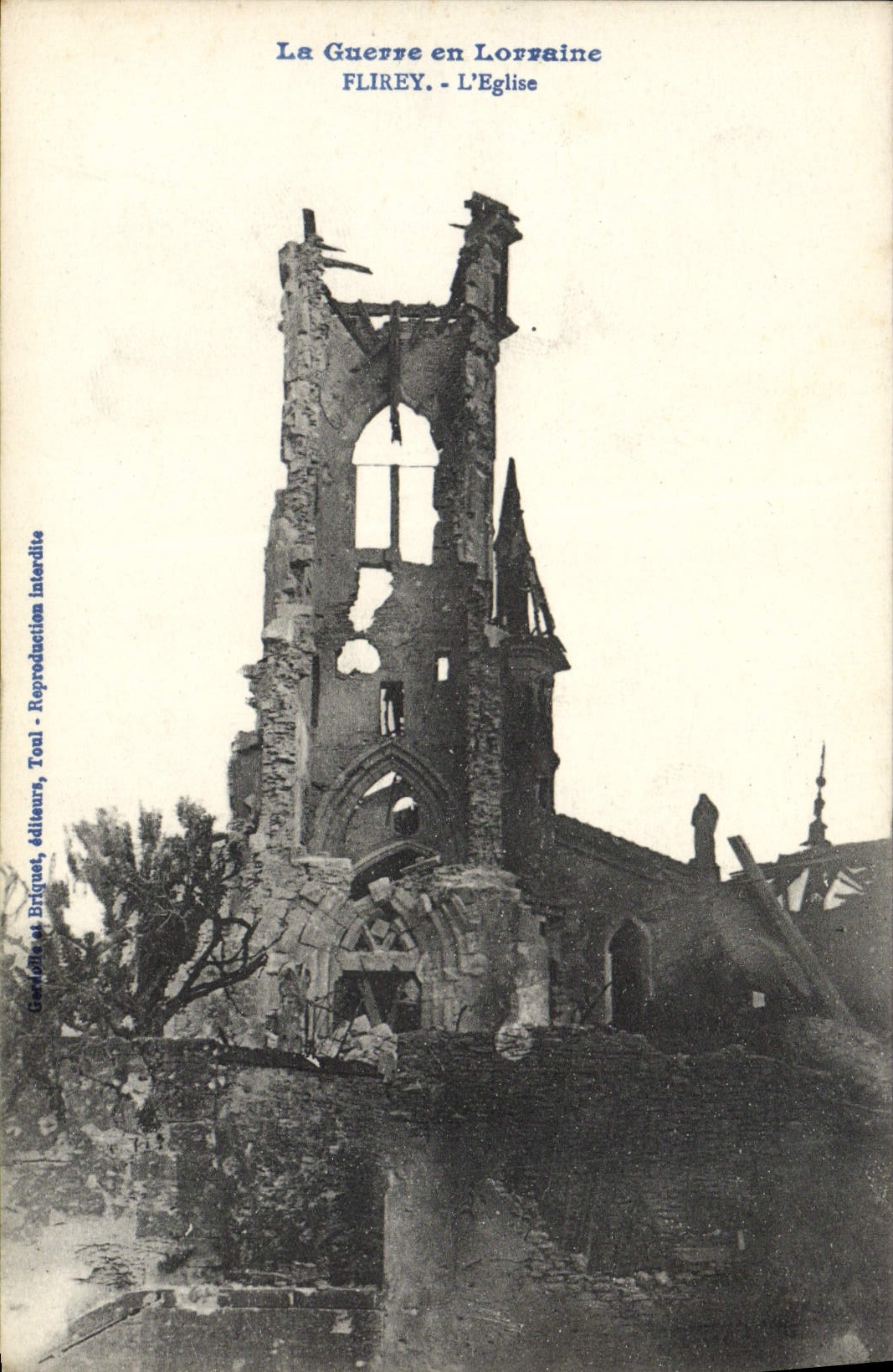 VINTAGE POSTCARD Militaria the War In Lorraine Flirey the Church