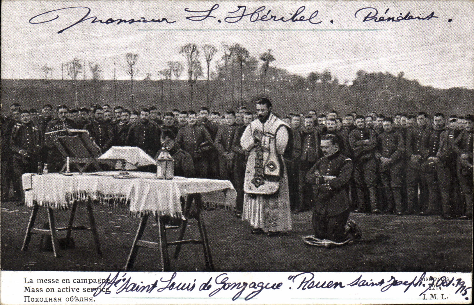 VINTAGE POSTCARD Militaria the Mass In Shift