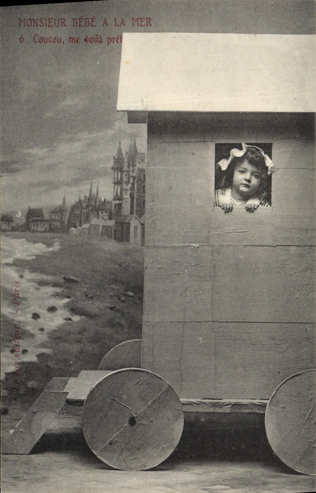 CPA Fantaisie Enfant Monsieur Bebe a la mer Coucou me voila pret