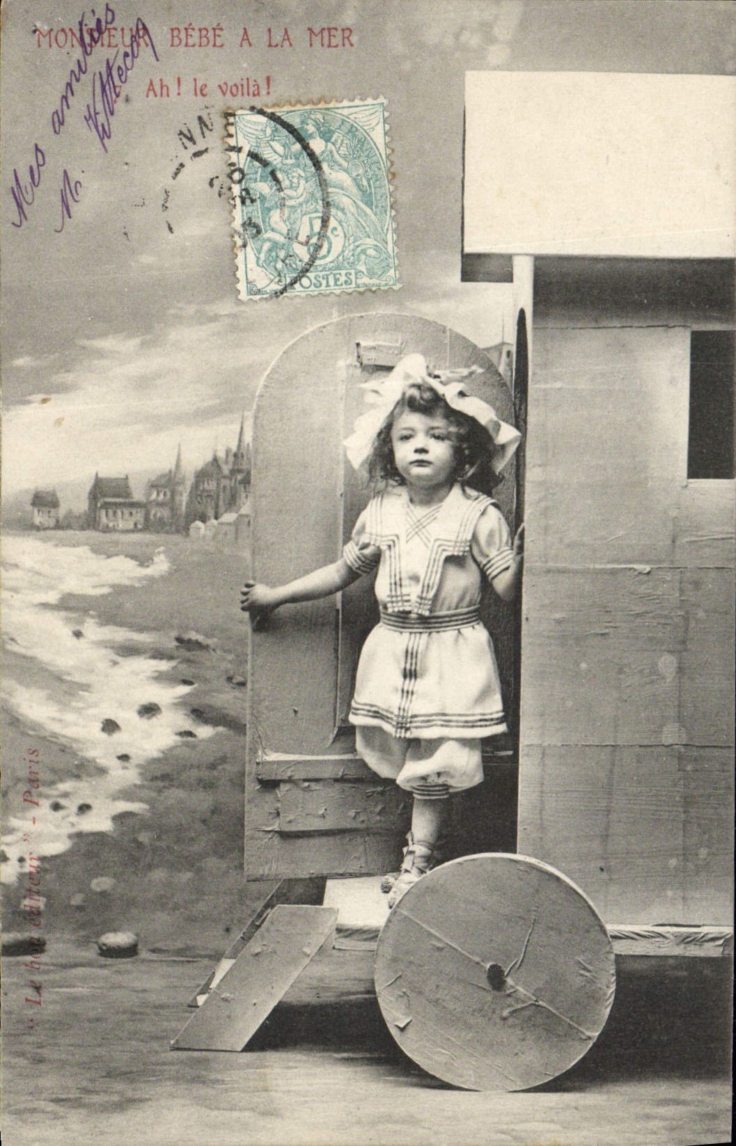 CPA Fantaisie Enfant Monsieur Bebe a la mer Ah le voila