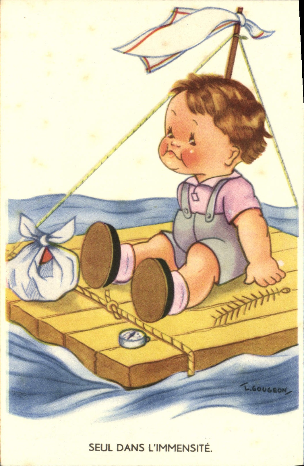 VINTAGE POSTCARD Fantasy Child Alone In the Gougeon Vastness