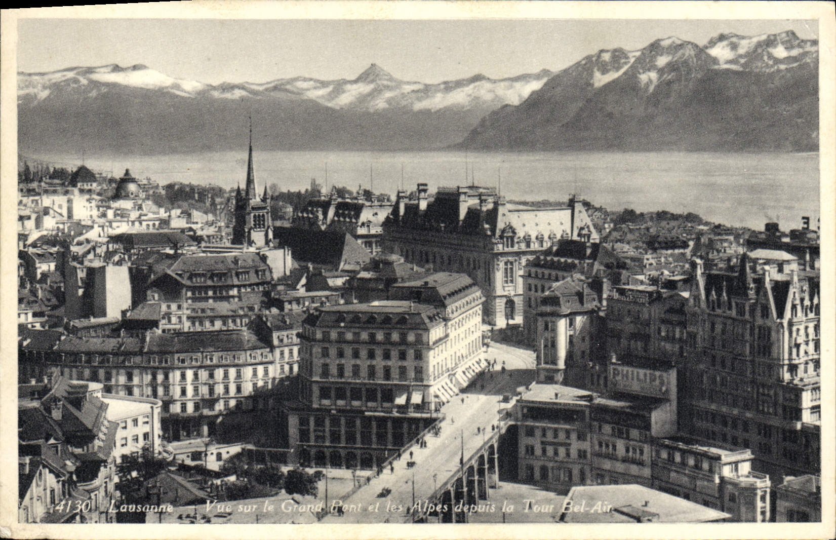 CPA lausanne Vue Sur Le Grand Pont Et Les Alpes Depuis Le Tour Bel Air