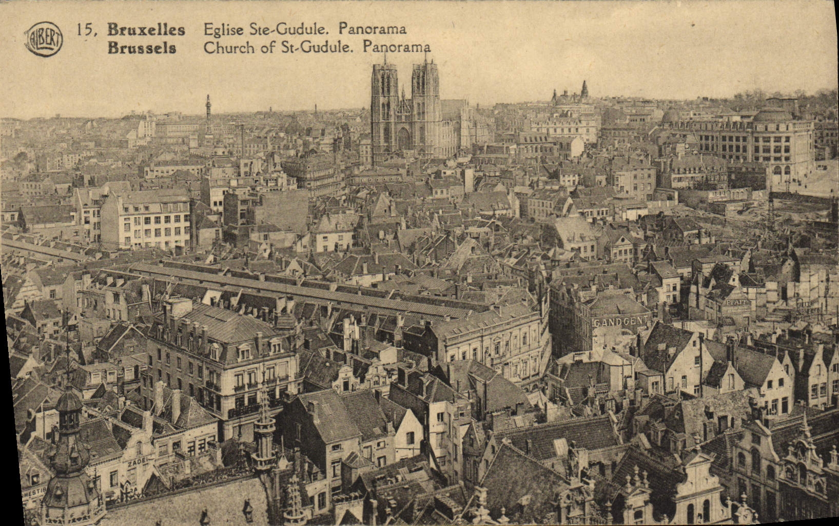 VINTAGE POSTCARD Brussels Church co. Gudule Panorama